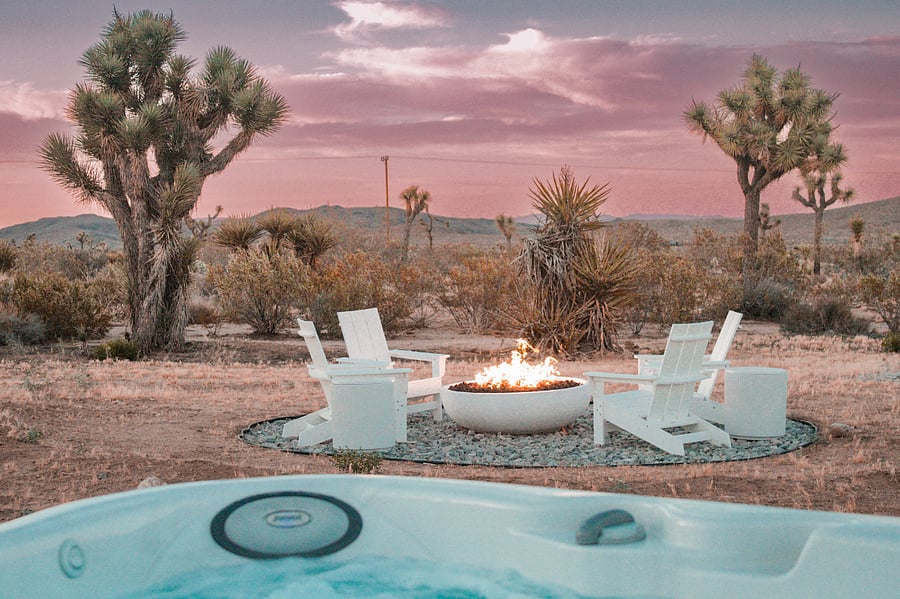 Views of the firebowl from the 4-person jacuzzi.