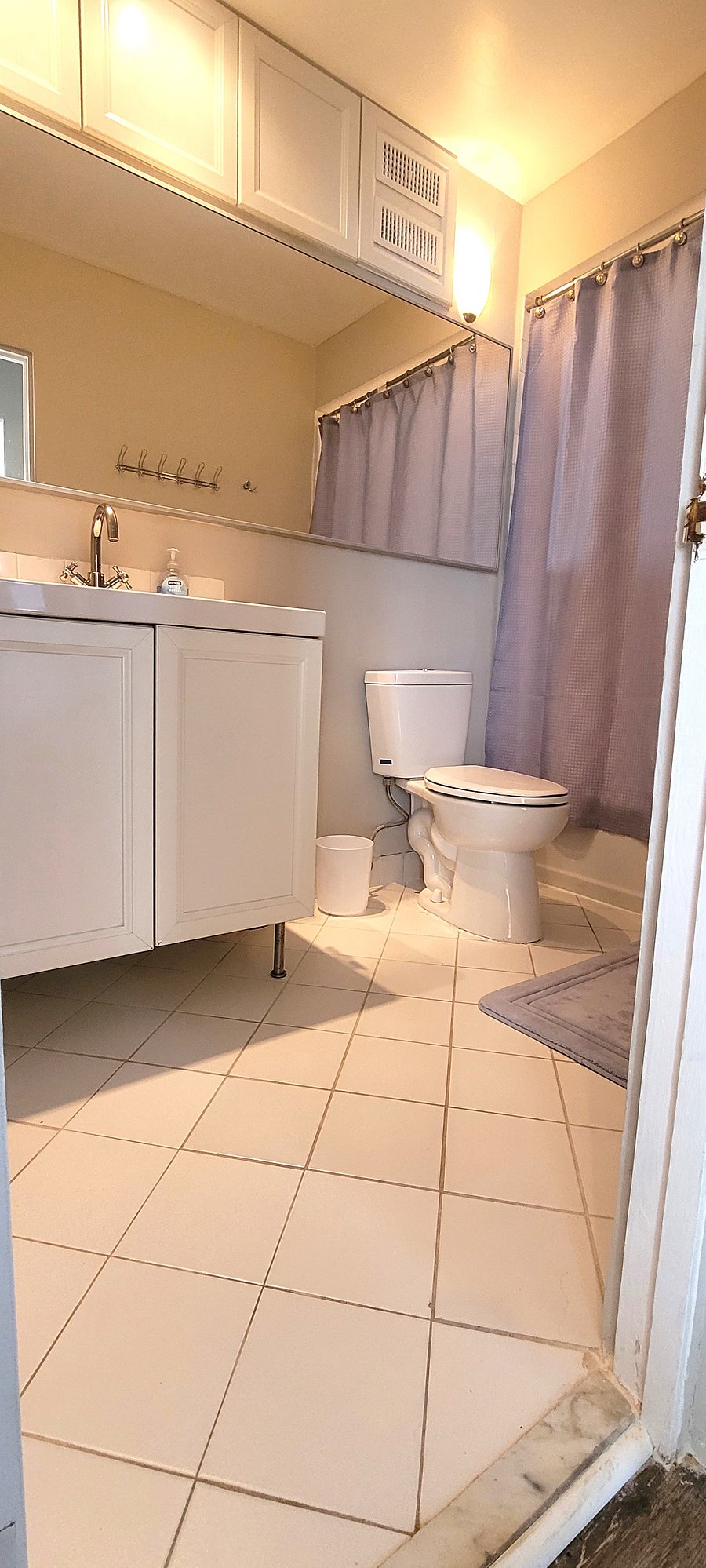 Full bath downstairs with shower/tub combo