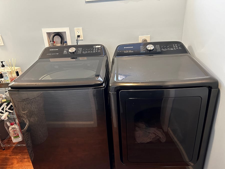 Shared large capacity washer and dryer, located on the main level.