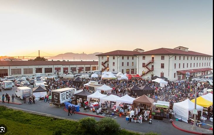 Fort Mason hosts so much. This is pretty much across the street. Friday nights "Off the Grid" food trucks and Sunday morning Farmers Market go year round
