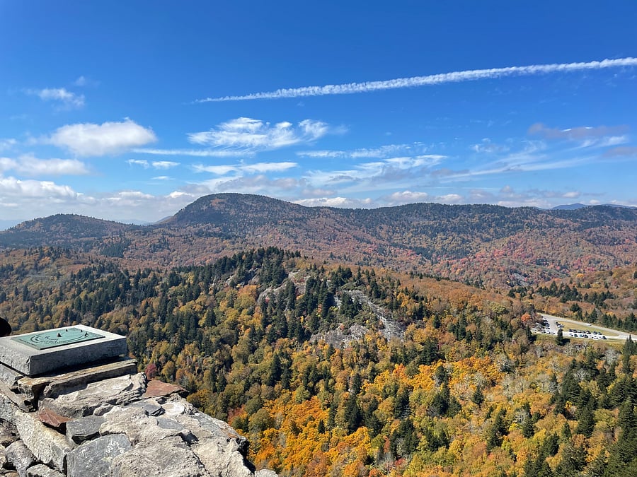 Look out from Devils Courthouse on the Blue Ridge Parkway 30 min away!