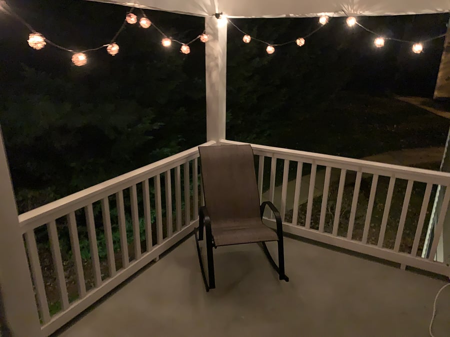 Private back porch for coffee or entertaining on the evening