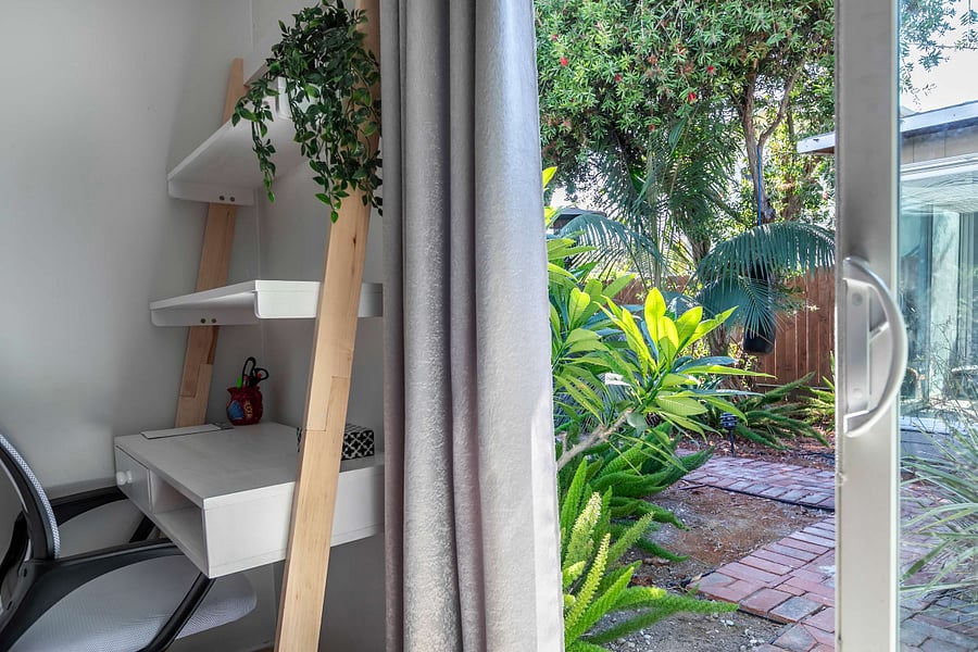 sliding glass door to outside patio and can be used as a private entrance