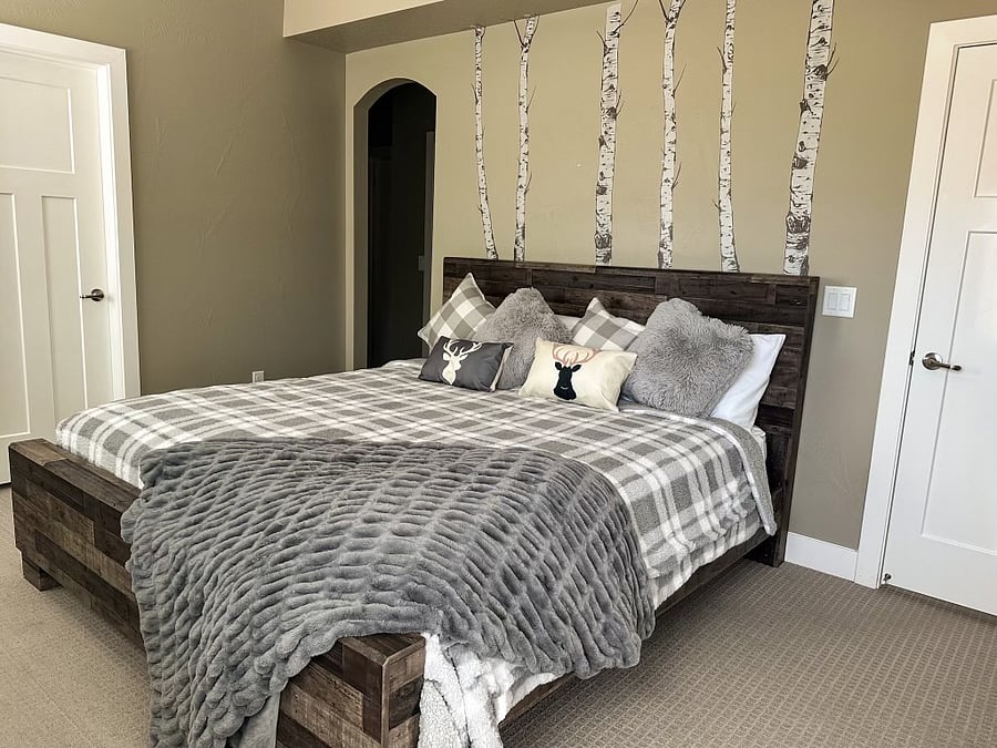 Rest assure in this rustic meets chic master bedroom. Walk in closet, storage closet, oversized shower.