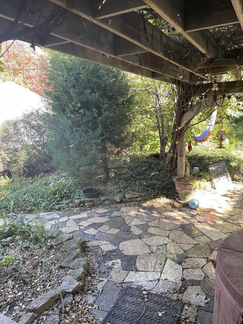 Backyard granite patio