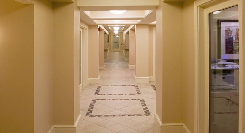 Hallway to club room and apartment amenities 