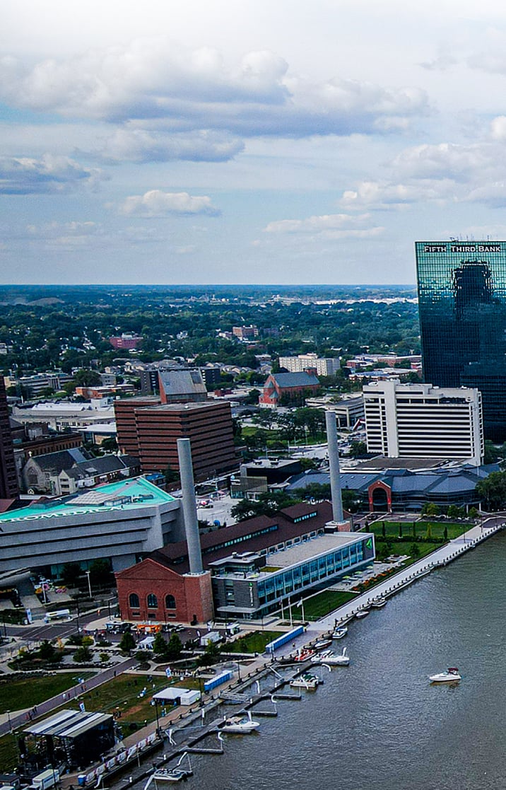 Downtown Toledo at night.
VisitToledo.org