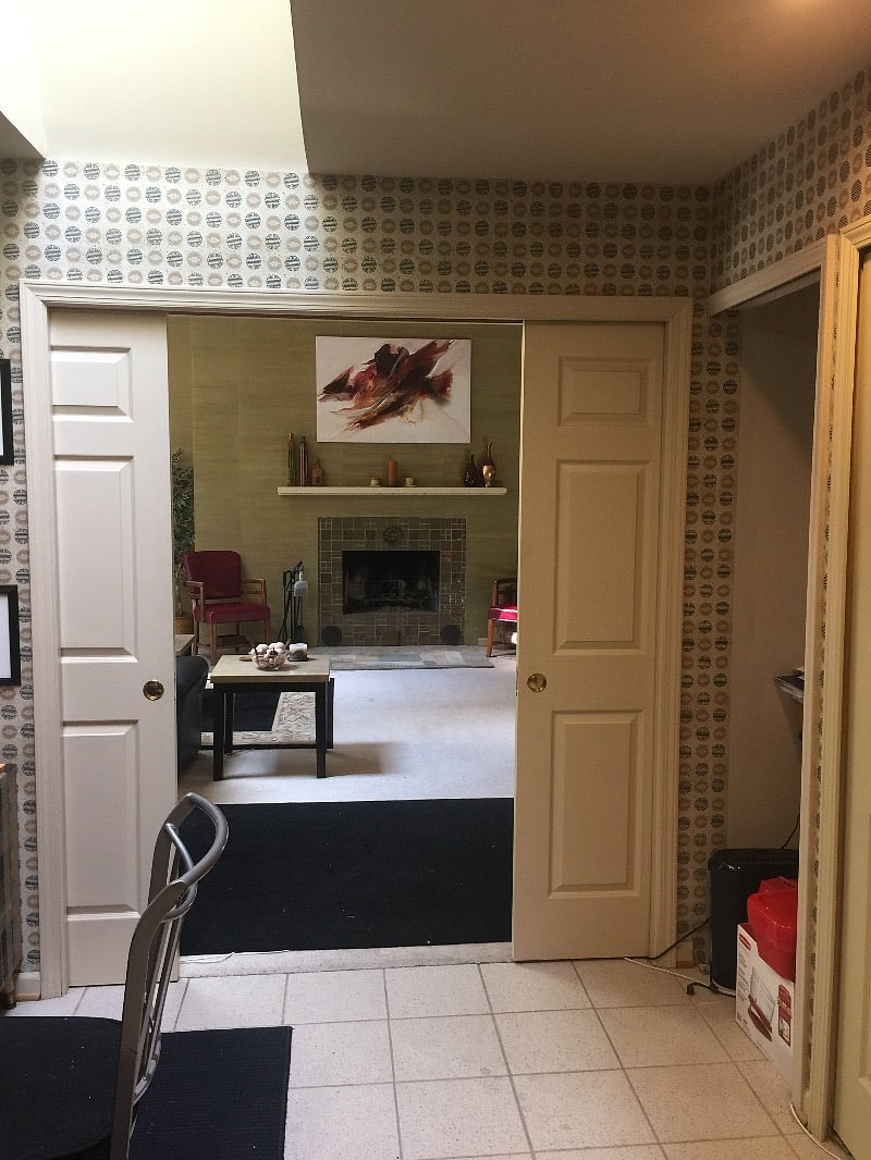 Double doors leading from Kitchen to Living Room