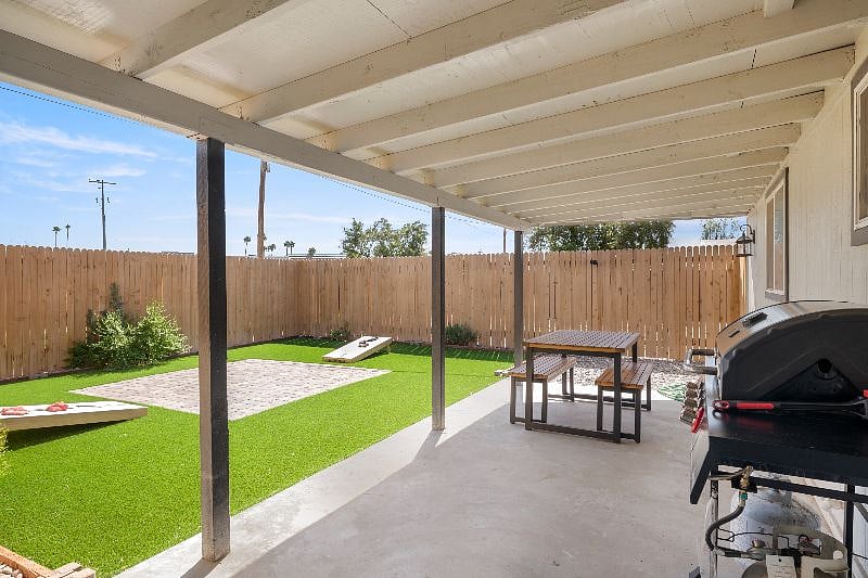 Private fenced yard