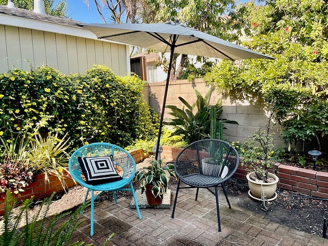 Sitting space in the private backyard.