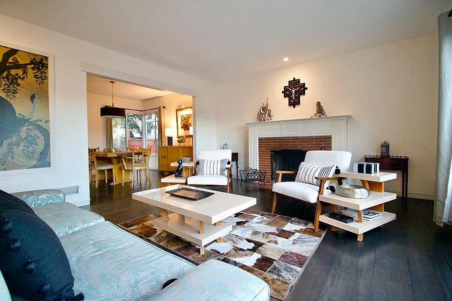 Living and dining room adjacent to one another; perfect for entertaining. 