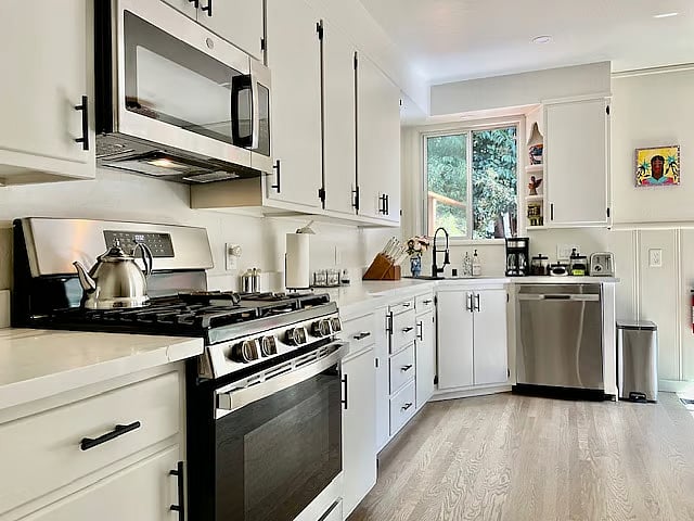 Bright kitchen with morning sun. 