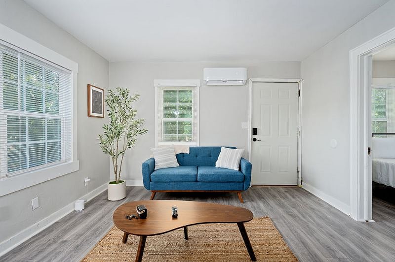 Quiet mini split for heating and cooling the family room and kitchen to any temperature you desire
