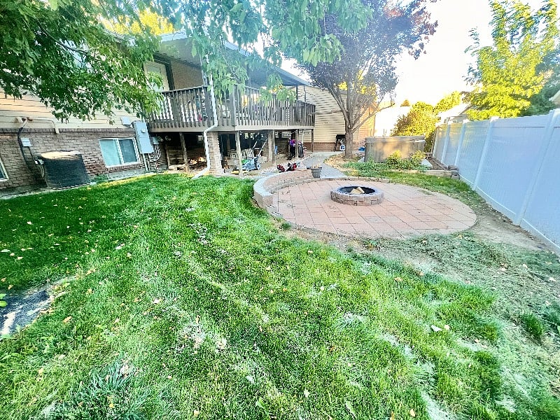 Hot tub and backyard.