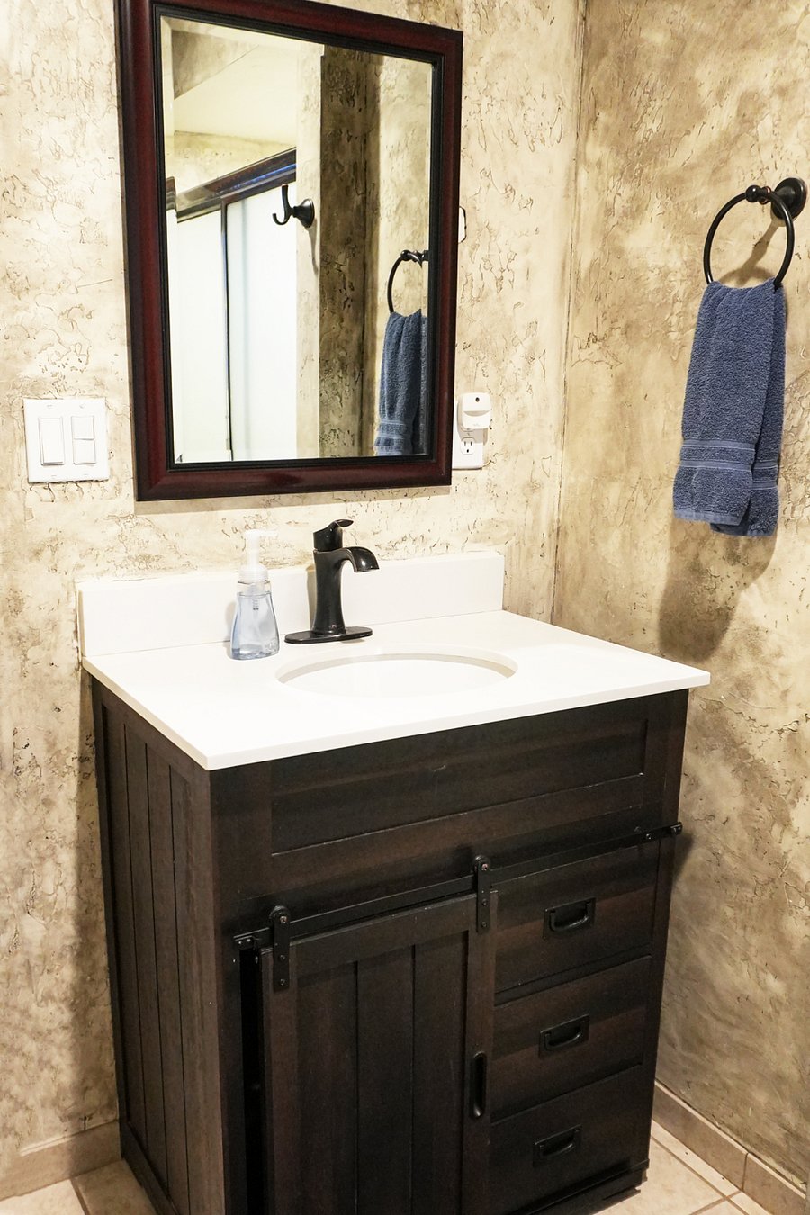 Bathroom with stall shower