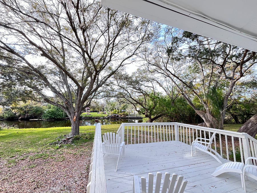 Large backyard with direct access to Rocky Creeks