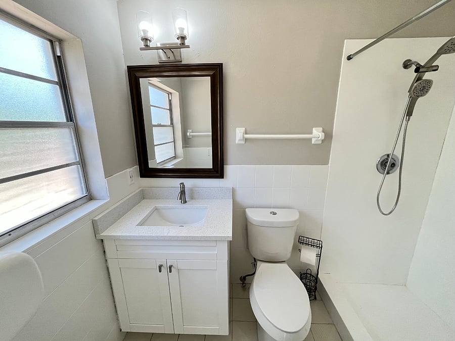 Private master bath with standing shower