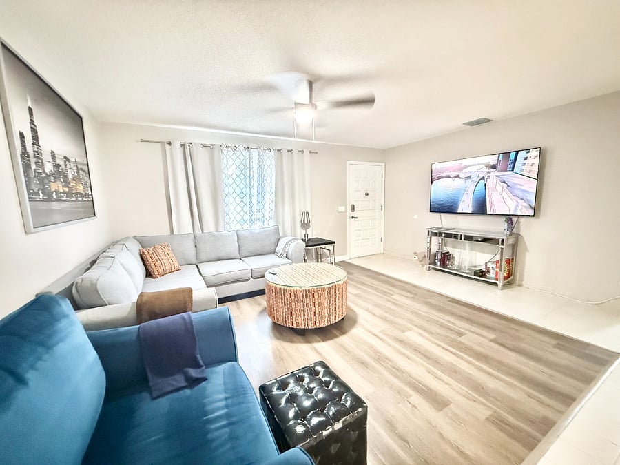 Large 65 inches TV and lots of seating