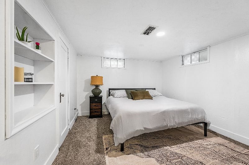 King bedroom in basement