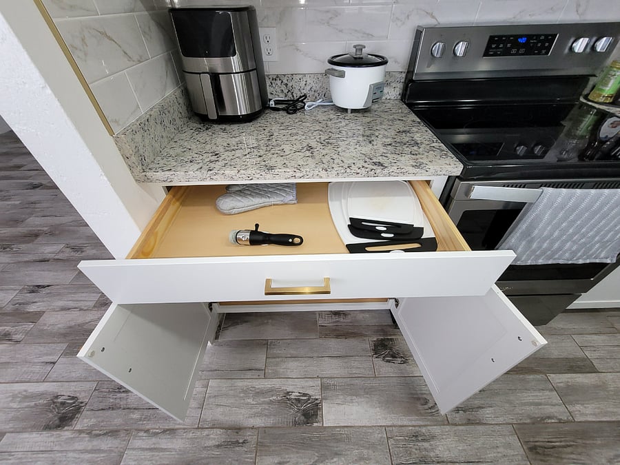 Cutting Board and Mitten Drawer