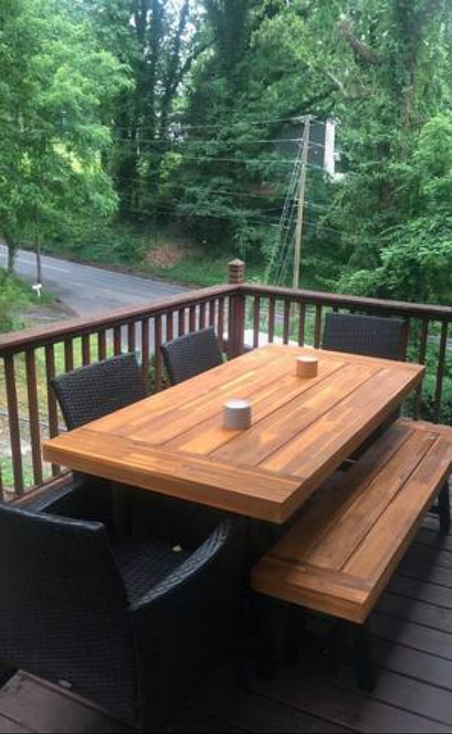 Outdoor dining on the side deck.