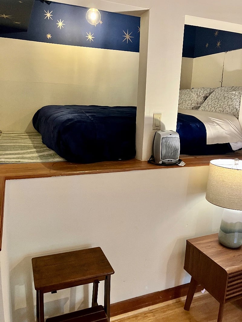 looking up to the bed loft