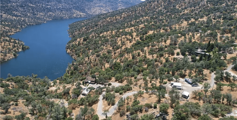 Aerial View of House and Lake Redinger