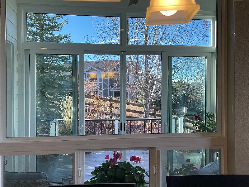 View from the dining area, through the sunroom
