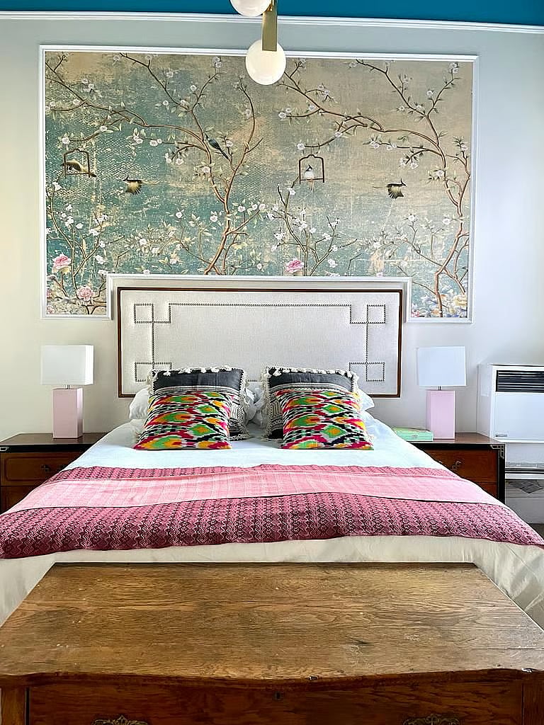 Memory foam folding bed; extremely comfortable. This Victorian bedroom will make you feel at home right from the onset.