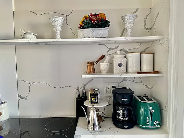 Cooktop and spice rag.