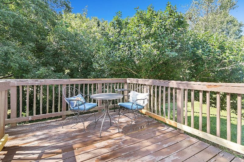 Peaceful back deck area.