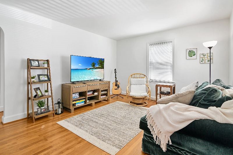 Large couch and TV