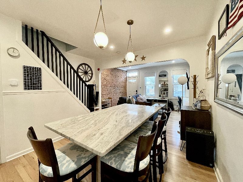Dining room with island facing the living room