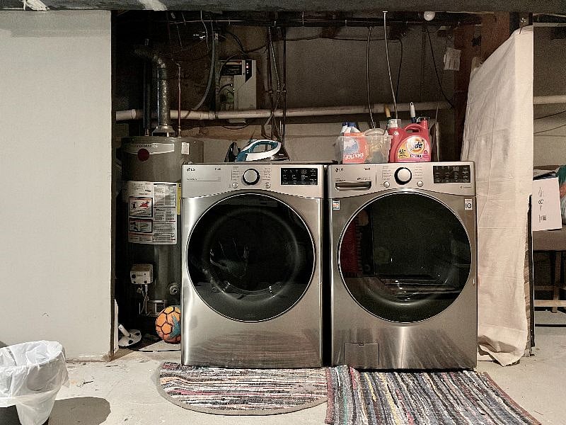Washer and dryer in unit in the basement