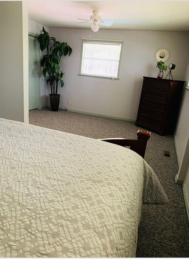 A second view of King bedroom upstairs. This bedroom has 2 closets.