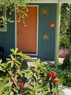 Kitchen door entrance is charmingly mid century modern!