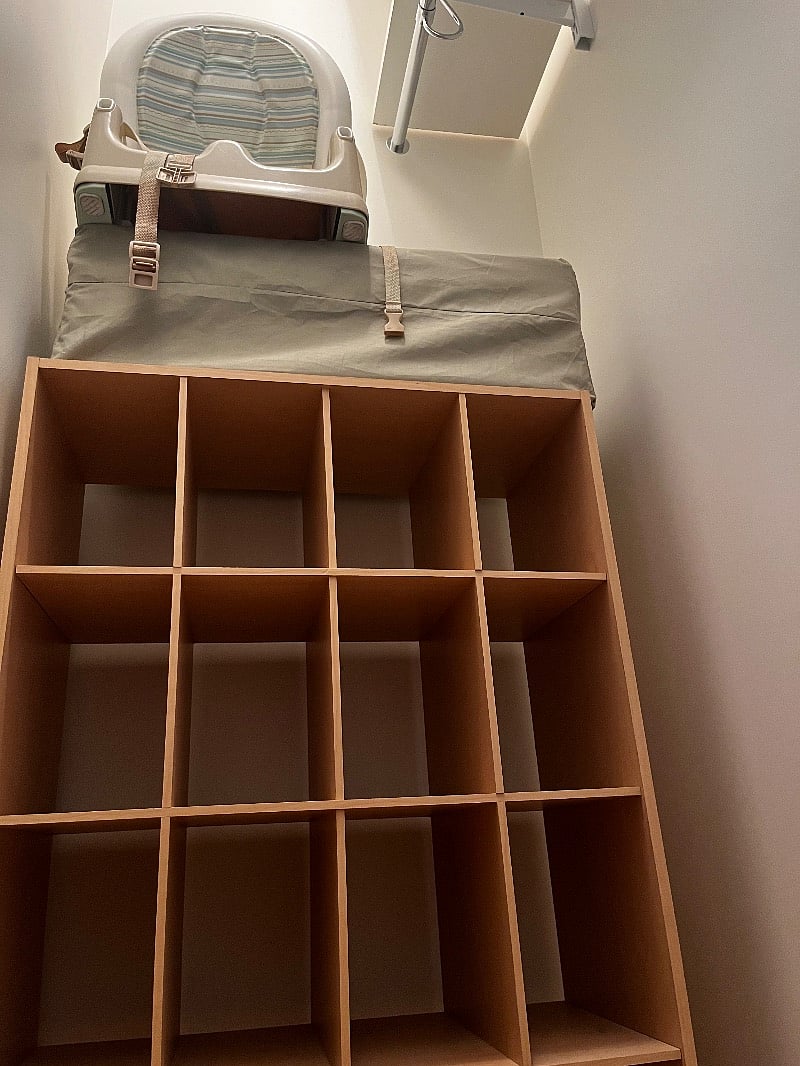 Bedroom closet interior including shoe storage