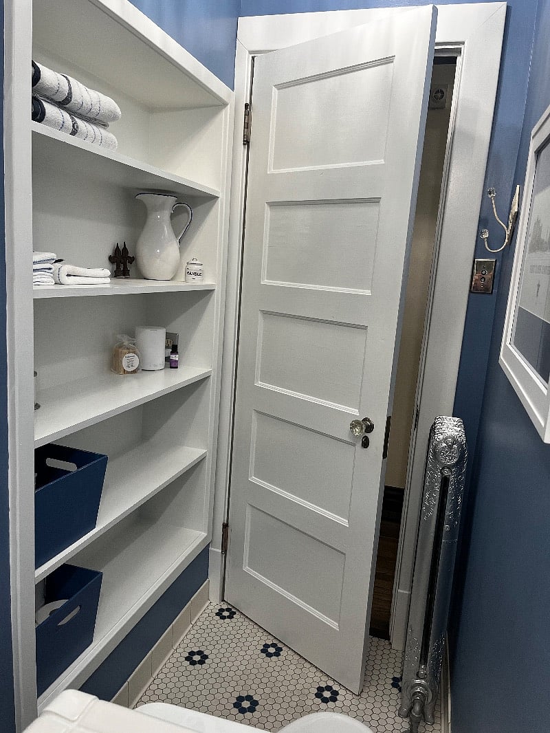 Bathroom interior with built in storage