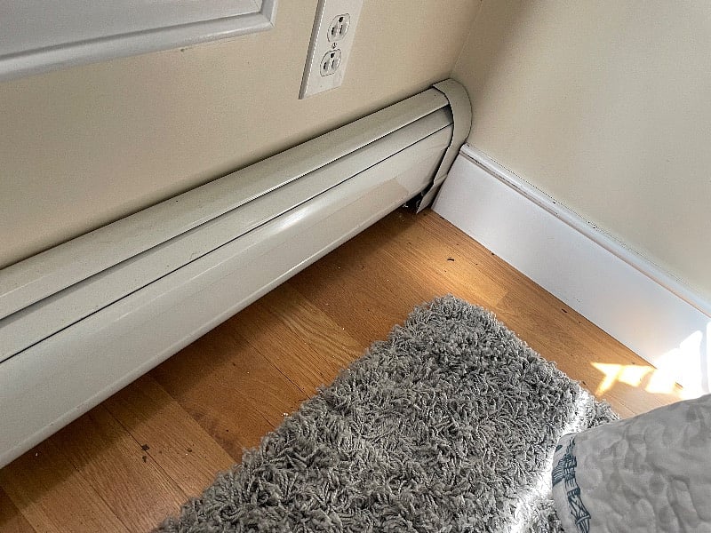 Sealed warm baseboard heat in each room