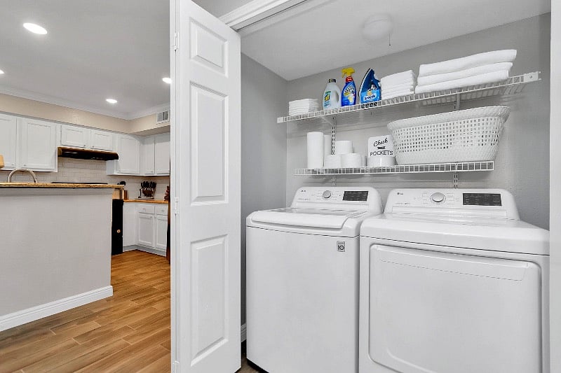 Washer and dryer in unit.