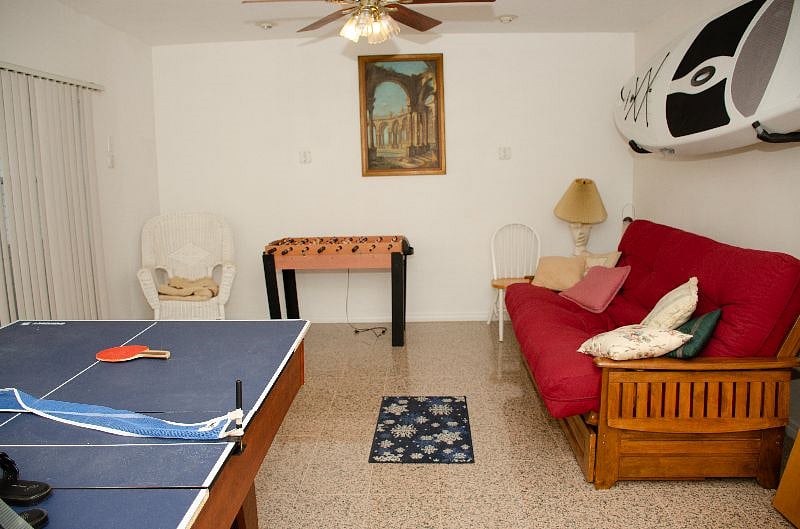 Ground level game room w/ extra sleeping for 2 guests.