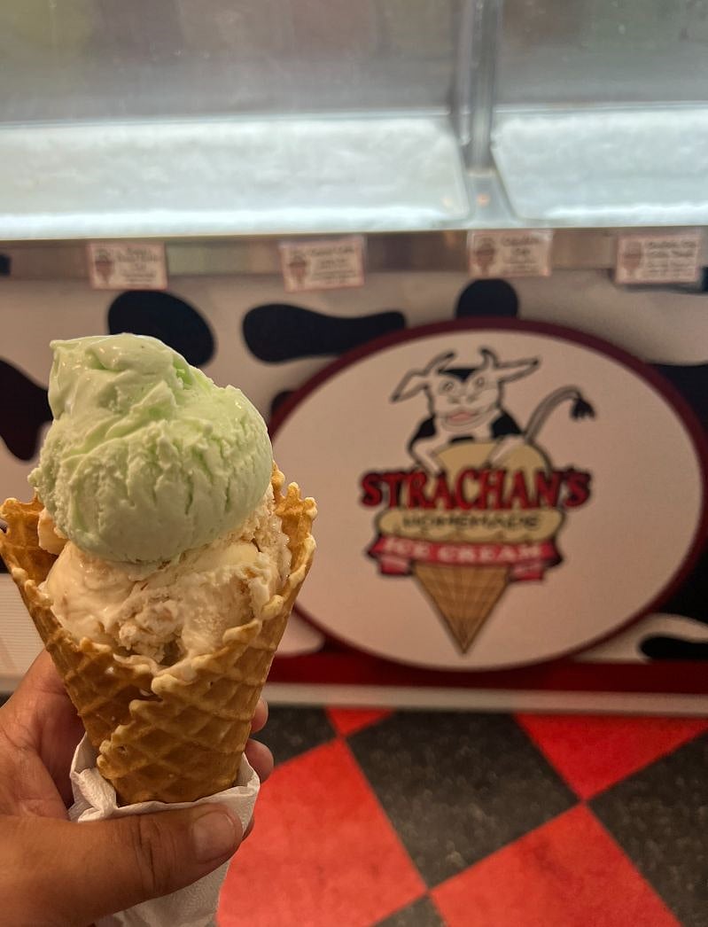 Just a short walk to the best ice cream in town, try the custard w/ homemade yumyum sauce and pose for a pic w the cow!