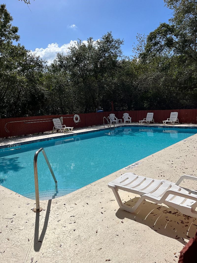 Gated pool w restrooms for condo residents 