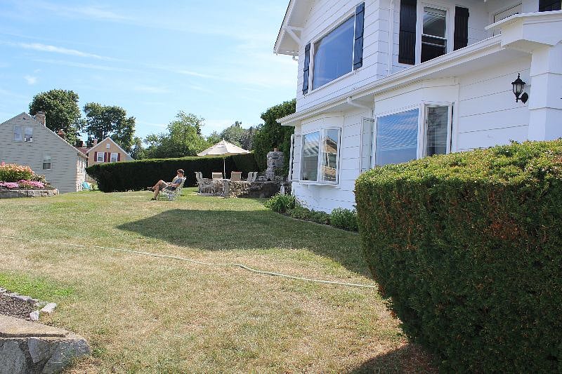 Front yard that faces south east to the ocean