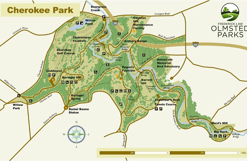 Short walk through the neighborhood to beautiful Cherokee Park.
