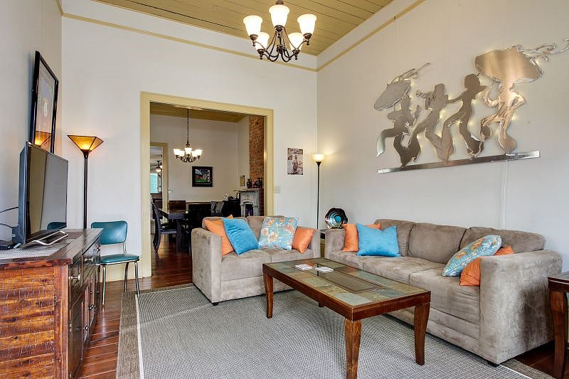 View of the living room from front door.