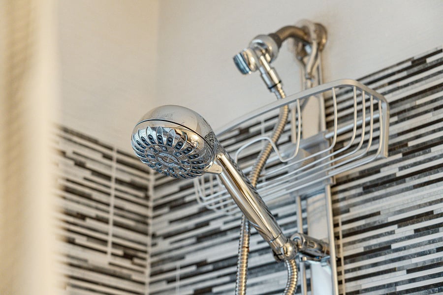 The cottage has one full bathroom with a beautifully tiled shower/tub and modern fixtures.
