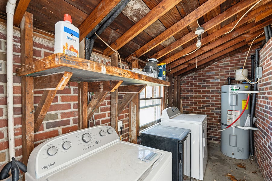The washer/dryer unit is conveniently located in a closet off the deck