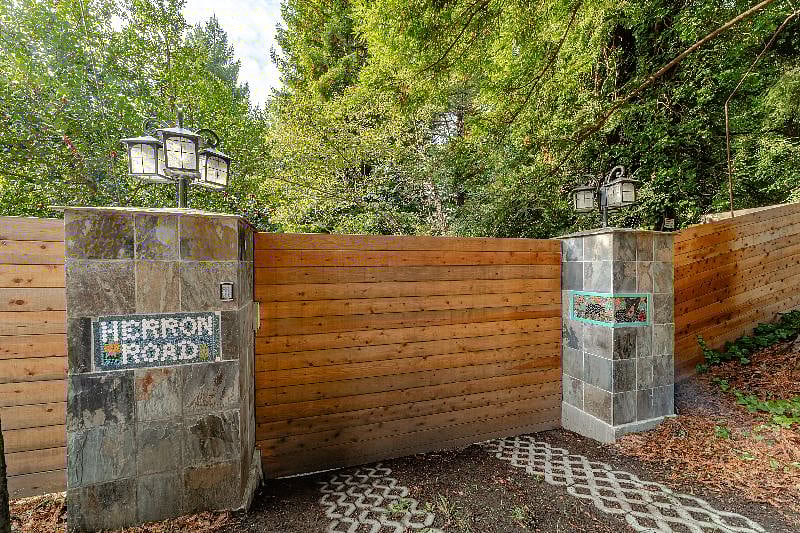 Private, gated entry operated by keypad code entry and/or remote control.