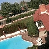 View of pool from the bell tower